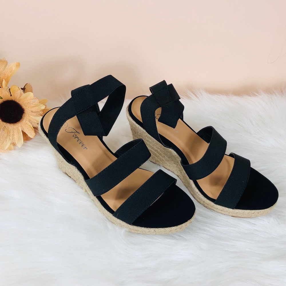 5⭐️BLACK ESPADRILLE WEDGES HEEL- Shoe - Picture 5 of 6